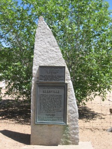 Monument at the entrance to the Old Kernville Cemetery.