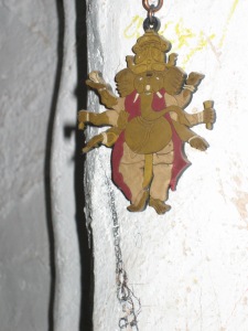 This was hanging on the wall, in the shadows in the loft room. I had to take this photo with the flash.