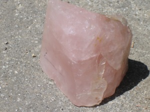 This is the piece of rose quartz that Ms. Reiki gave me. (Photo by me)
